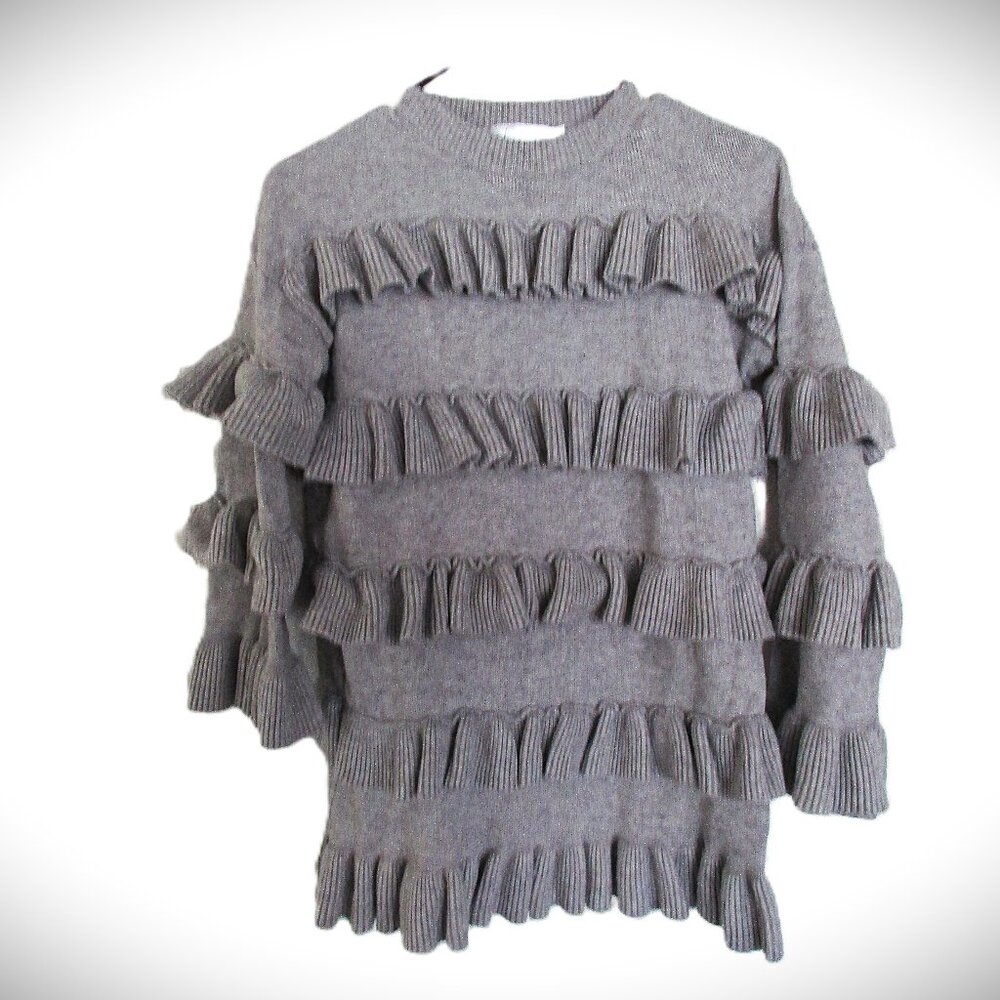 UNIQUE SWEATER Poodle Type Layered Long Sleeve 2 Colors - Gray and White